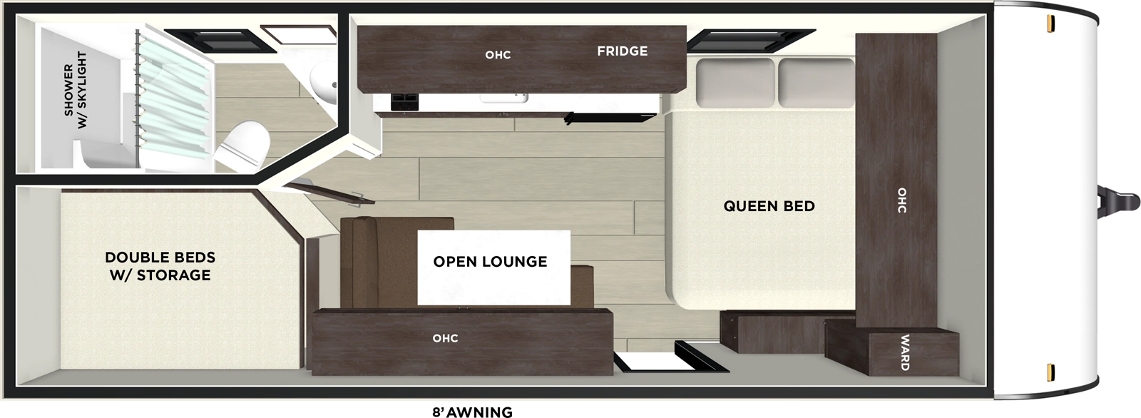 The Salem FSX 174DBLE floorplan has one entry and zero slide outs. Exterior features include: metal exterior and 14' awning. Interiors features include: bunk beds and front bedroom.